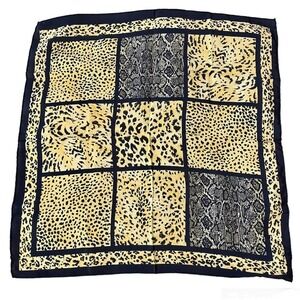 NWT EL CORTE INGLESE Silk Square Scarf 19 X 19 Vintage Animal Print Blue…